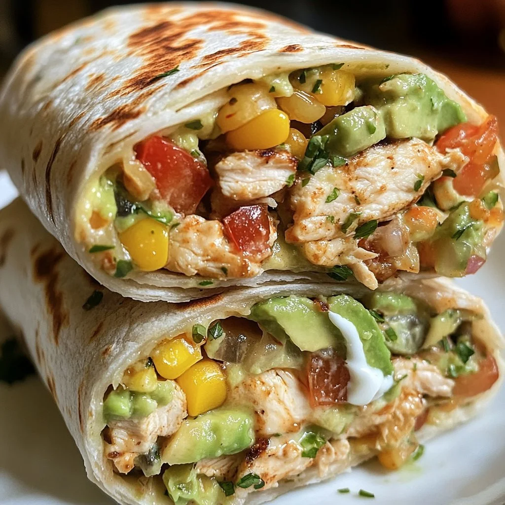 Burritos con pollo, avocado e salsa ranch serviti su un piatto