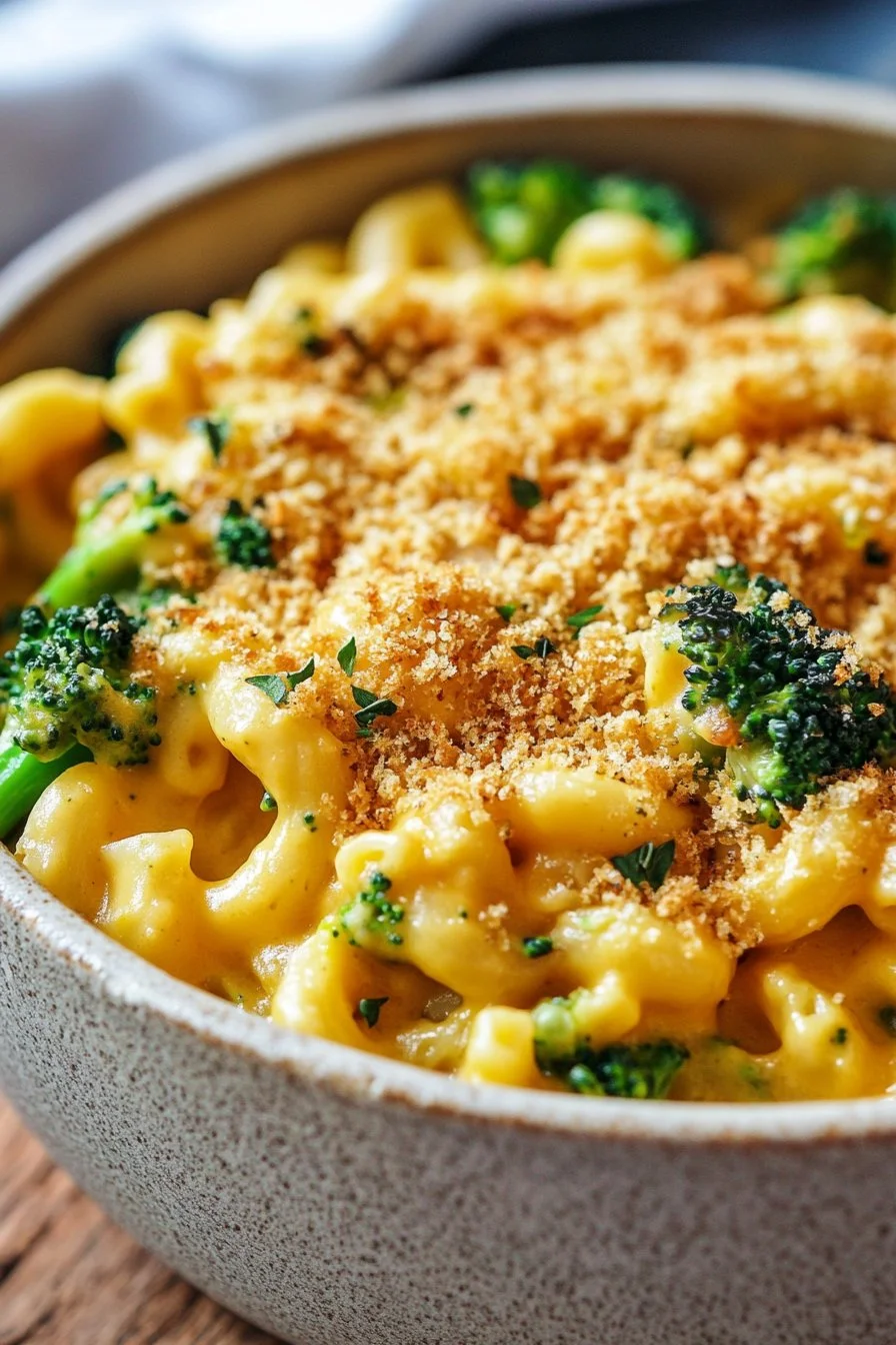 Casseruola di maccheroni con formaggio e broccoli
