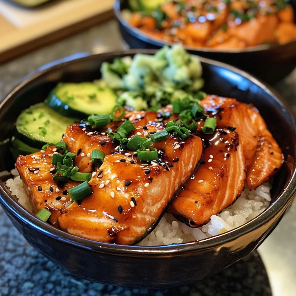 Ciotola di sushi con salmone teriyaki senza glutine, piatto gourmet
