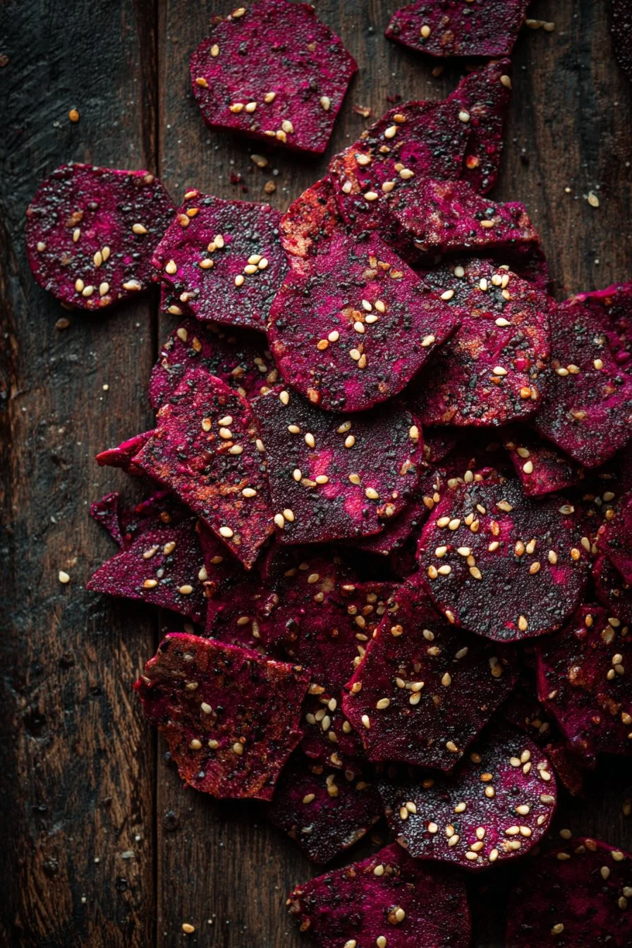 Crackers croccanti di barbabietola e sesamo