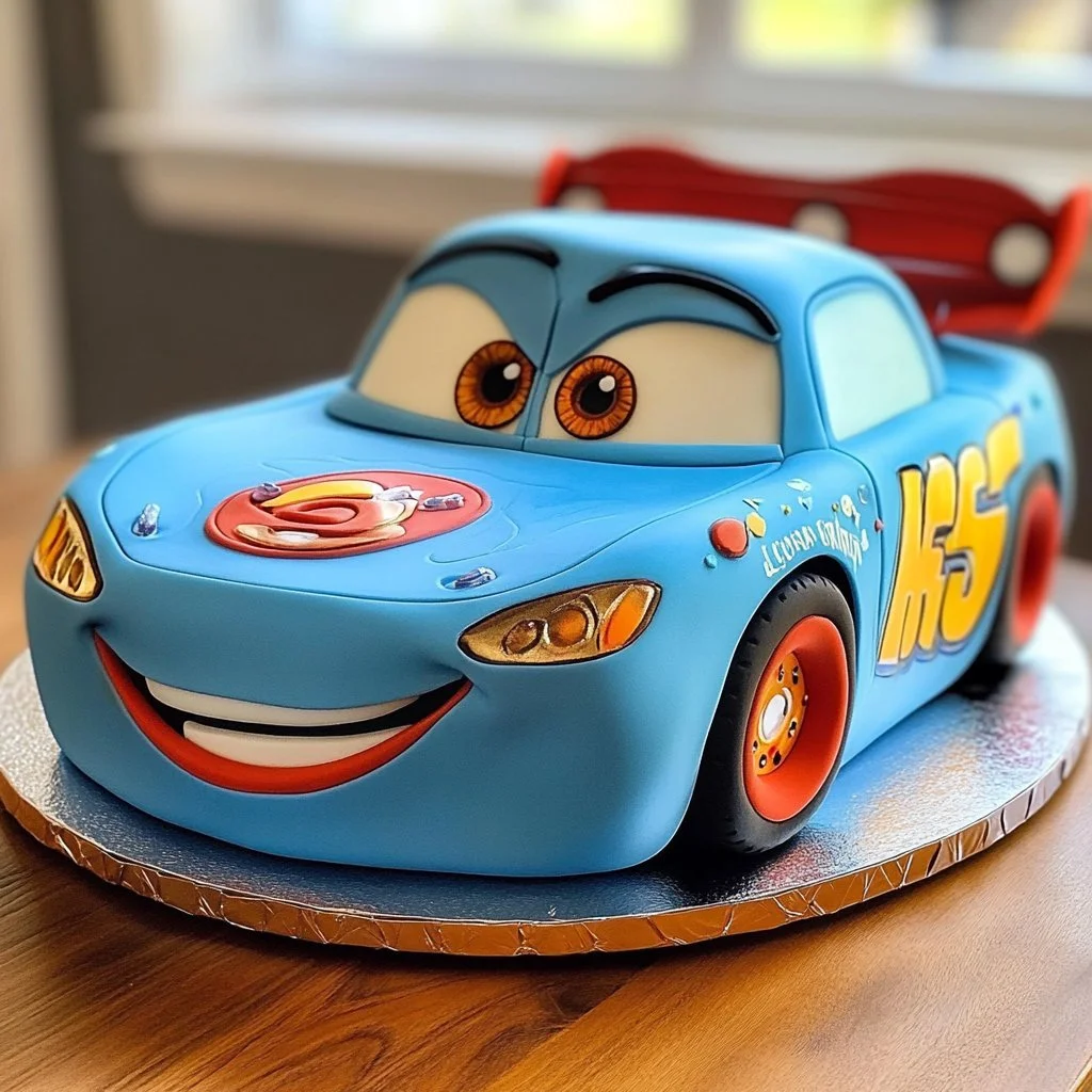 Torta Cars decorata con personaggi del cartone animato per feste di compleanno