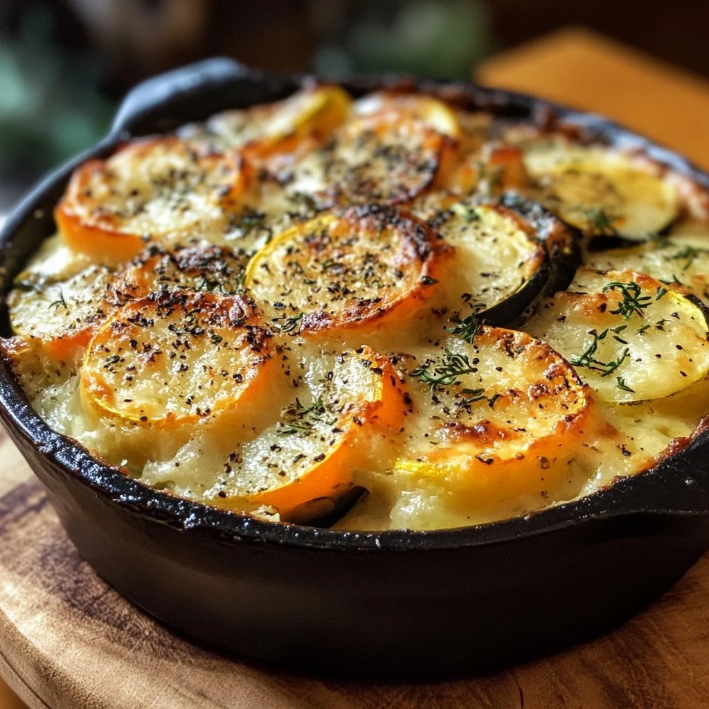 Gratin di verdure fresche e saporite, ideale per un pasto sano.