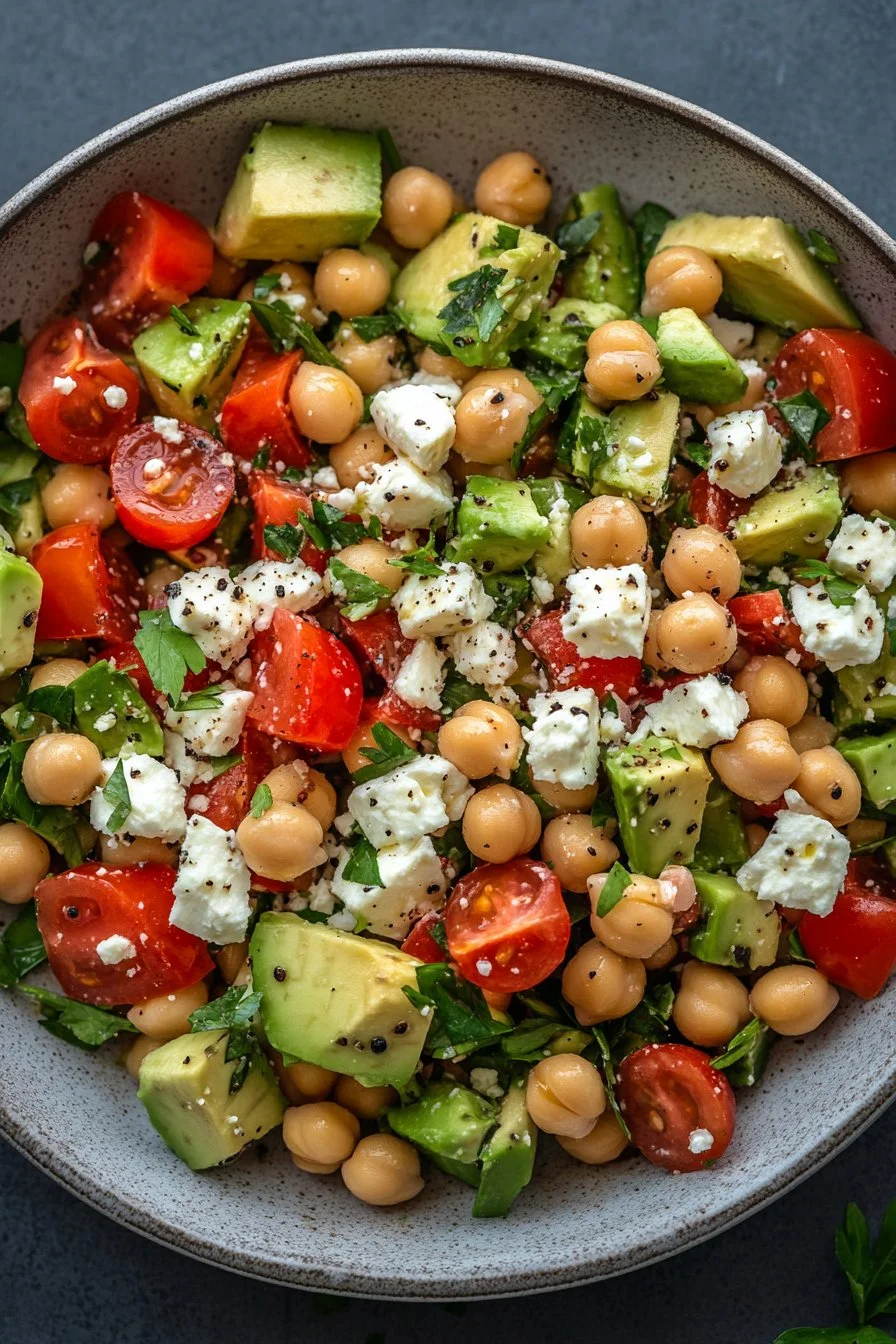 Insalata di ceci, feta e avocado