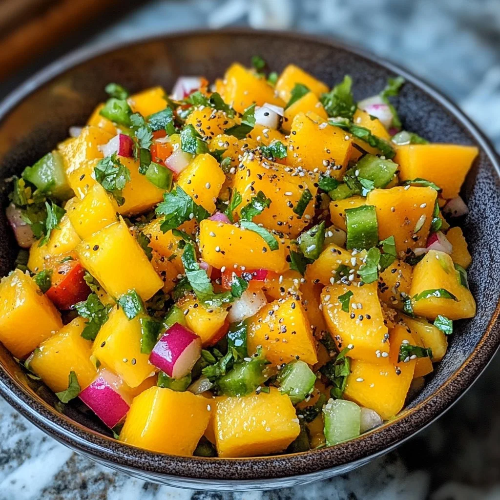 Insalata di mango rinfrescante con verdure fresche e spezie