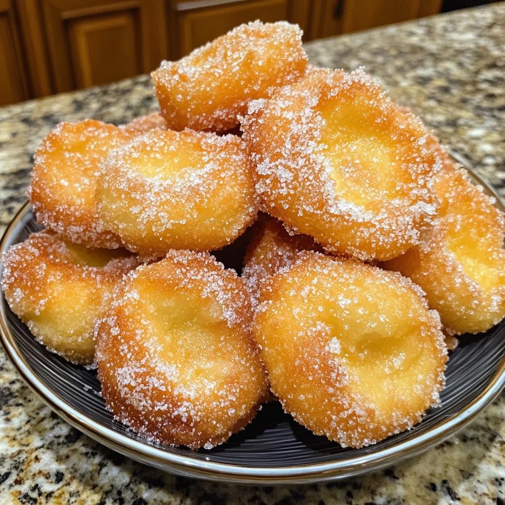 Deliziose malasadas appena fritte spruzzate di zucchero