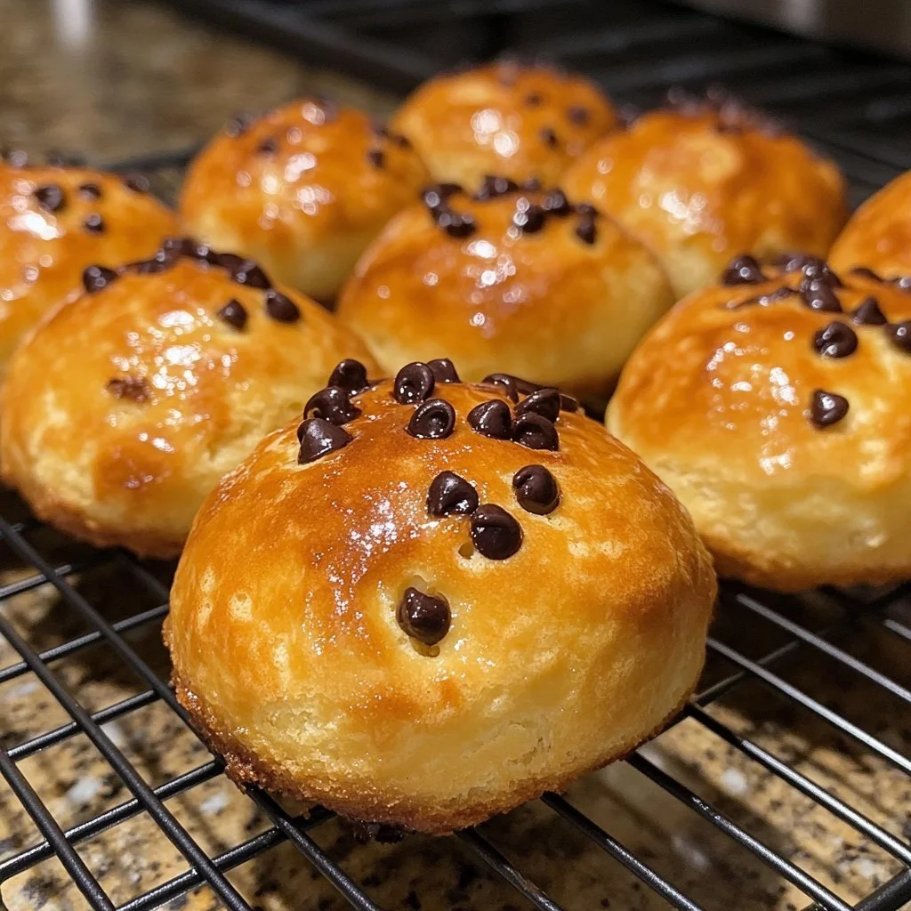 Mini galette dei re con gocce di cioccolato su un piatto decorato