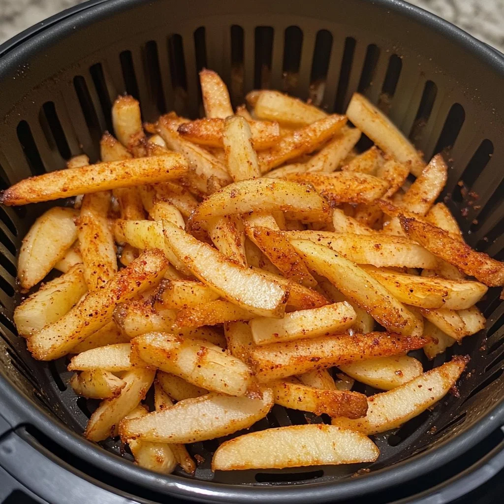 Patate fritte croccanti preparate nella friggitrice ad aria