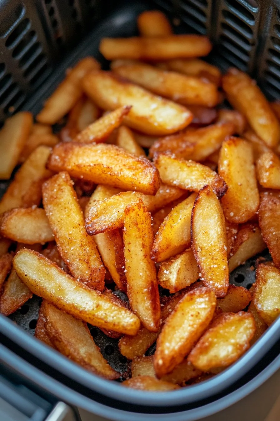 Patate fritte croccanti nella friggitrice ad aria