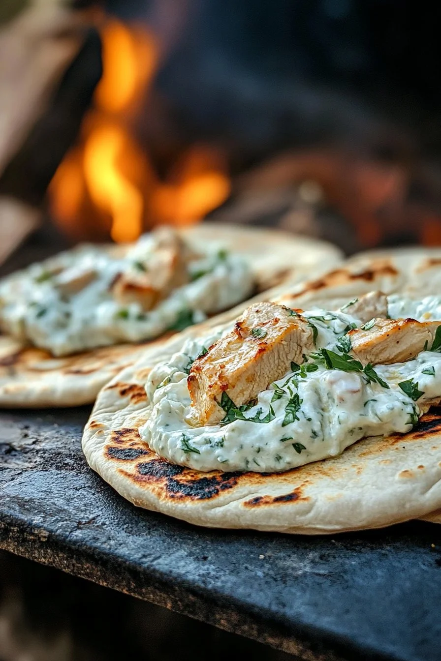 Pitas di pollo greco in cocotte con tzatziki