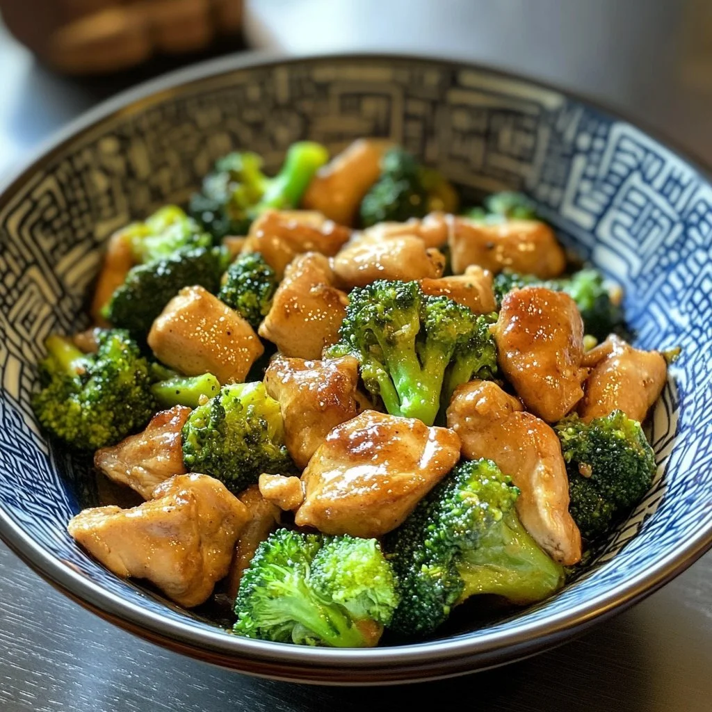 Pollo saltato con broccoli servito in un piatto