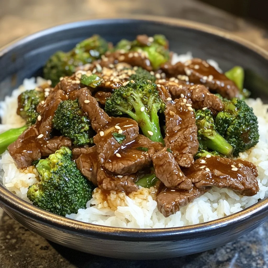 Salsa di manzo per wok con broccoli pronti da servire