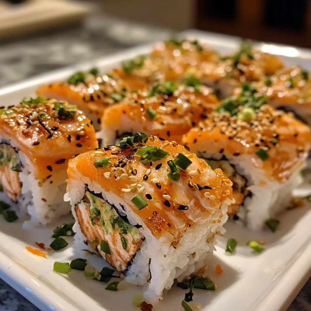 Sushi di Salmone Piccante al Forno con ingredienti freschi