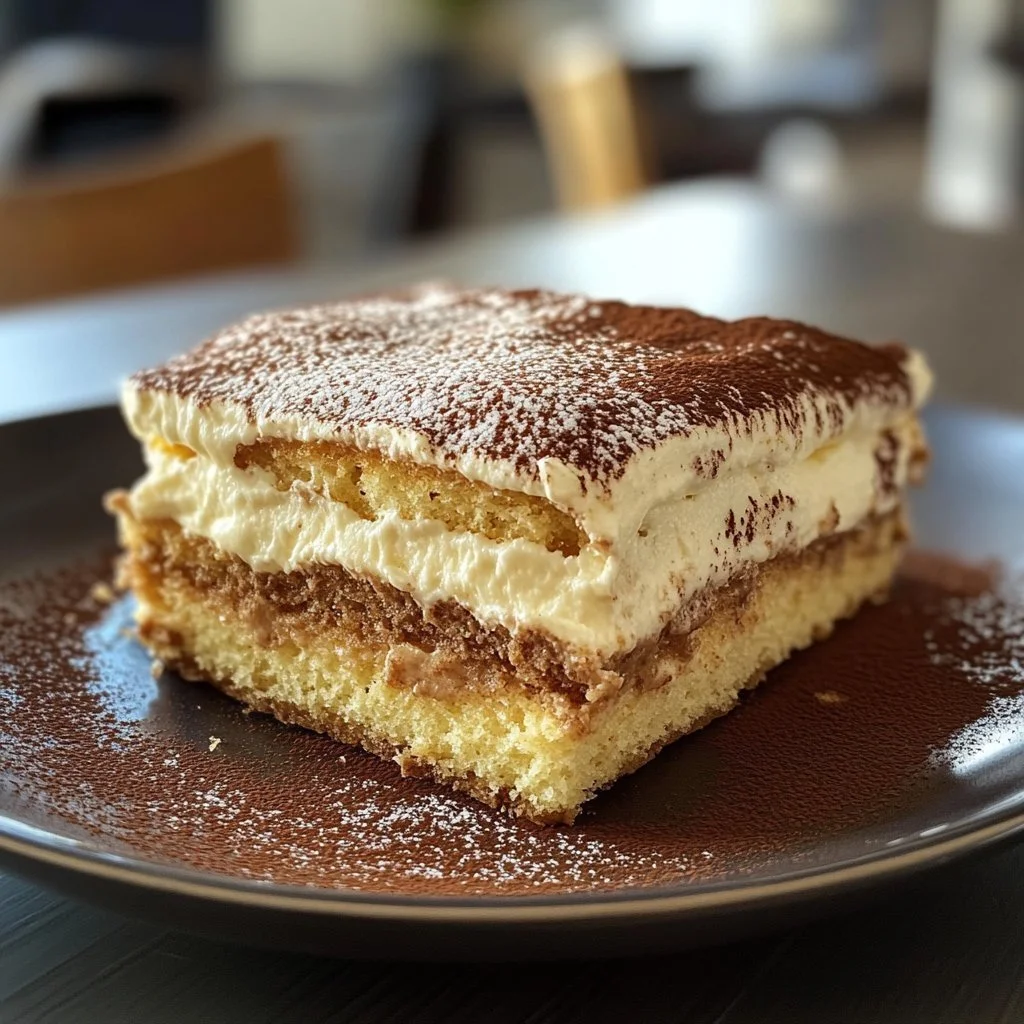 Tiramisu dessert tradizionale italiano con strati di maschera e caffè.