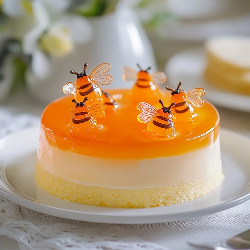 Torta alle api su teglia, dolce tradizionale italiano con decorazioni a forma di api.