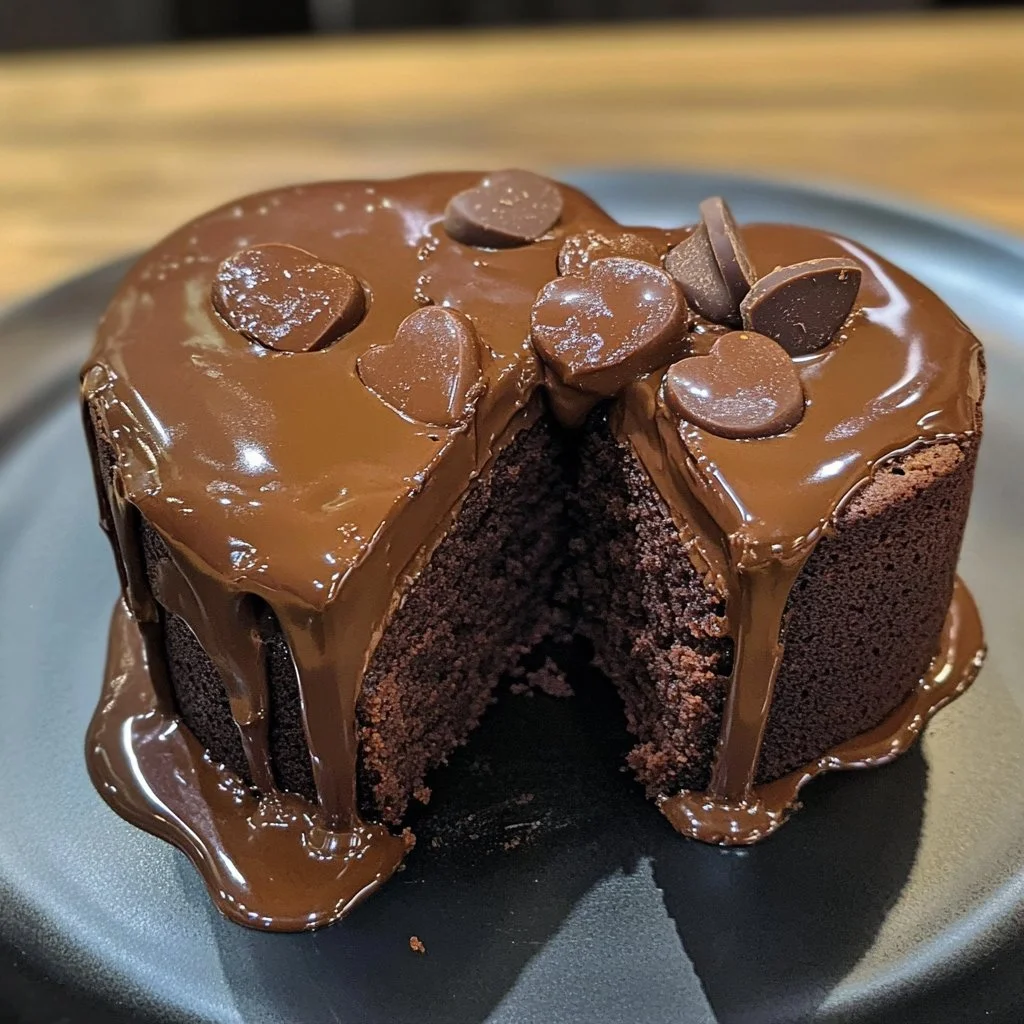 Torta ai tre cioccolati con cuore fondente, un dolce goloso e cremoso.