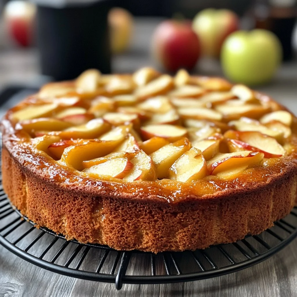 Fetta di torta di mele soffice su un piatto decorato