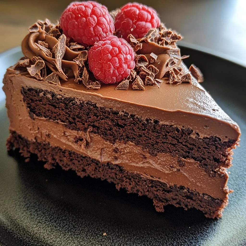 Torta Mousse al Cioccolato decorata con cioccolato fondente e frutta fresca