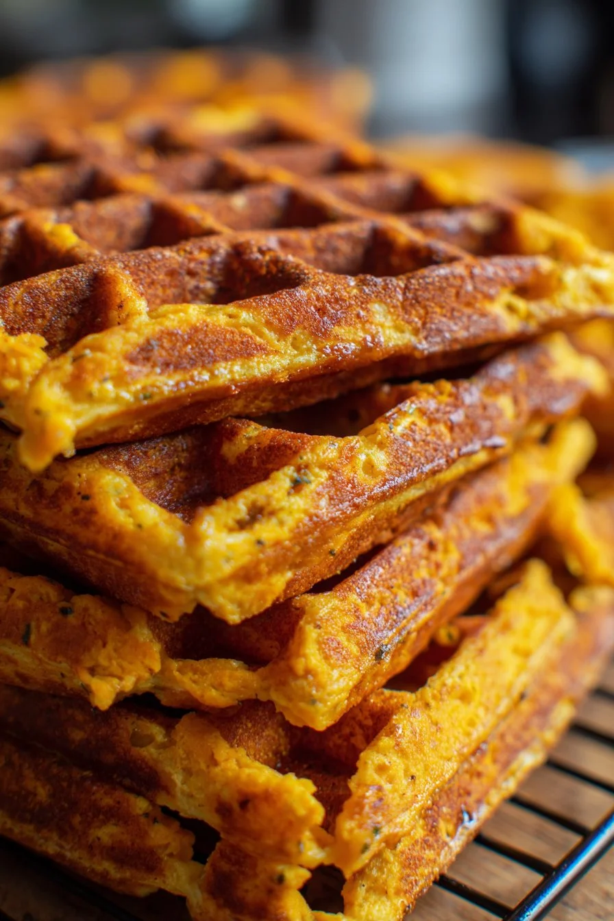 Waffle salati con patata dolce