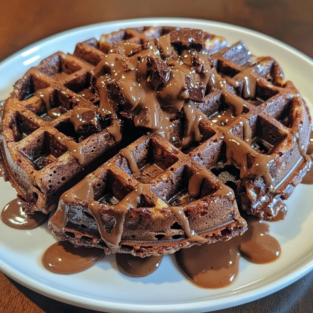 Brownie ultra fondente in stile waffle, dolce irresistibile e ricco di gusto.