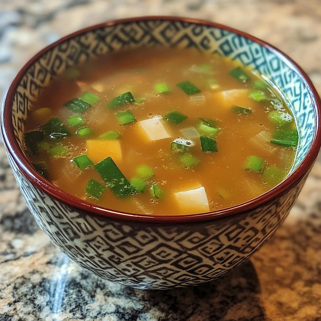 Zuppa di miso facile e senza glutine servita in una ciotola