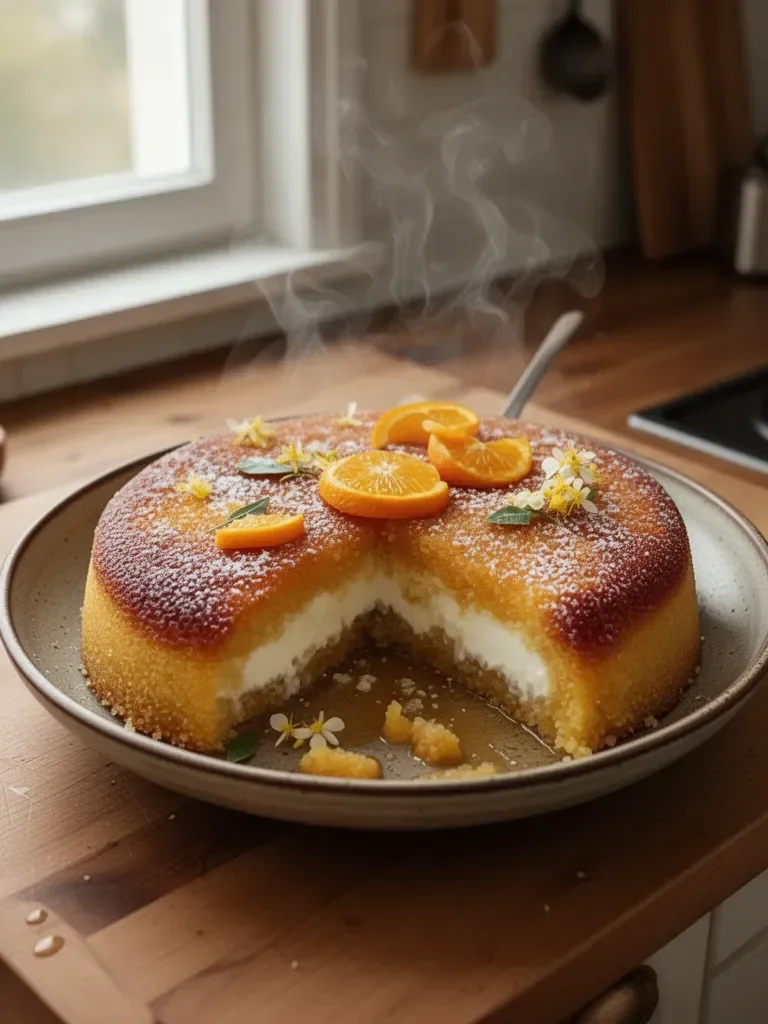 Basboussa allo yogurt e fiori d'arancio