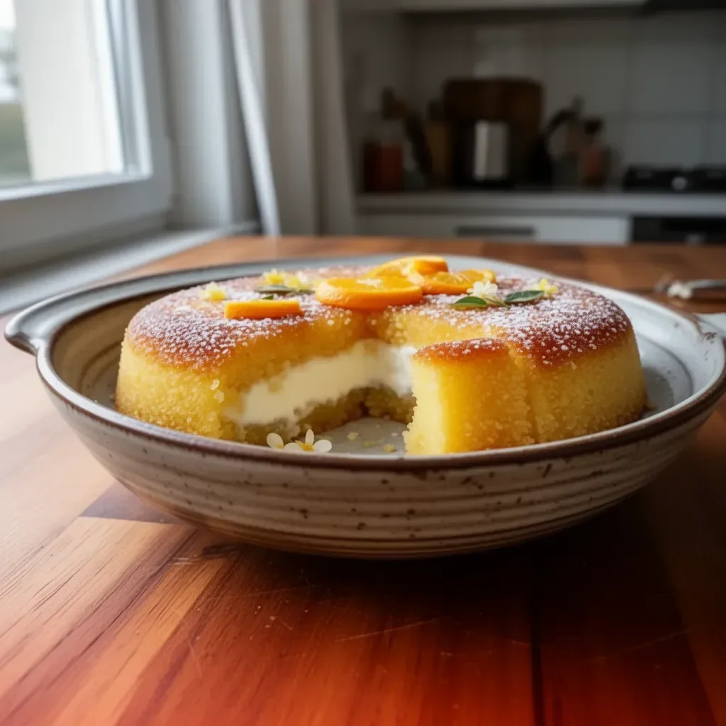 Dolce basboussa allo yogurt e fiori d'arancio con decorazioni appetitose