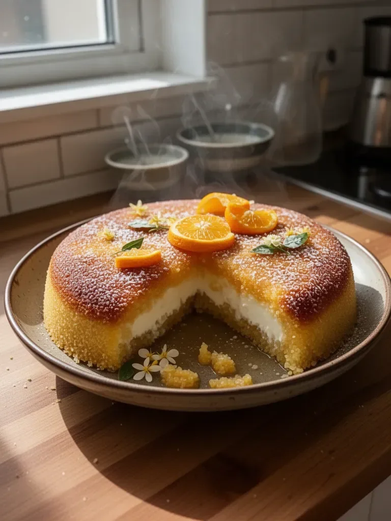 Basboussa allo yogurt e fiori d'arancio