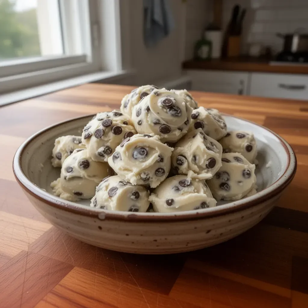 Bocconcini di pasta biscotto allo yogurt greco serviti su un piatto