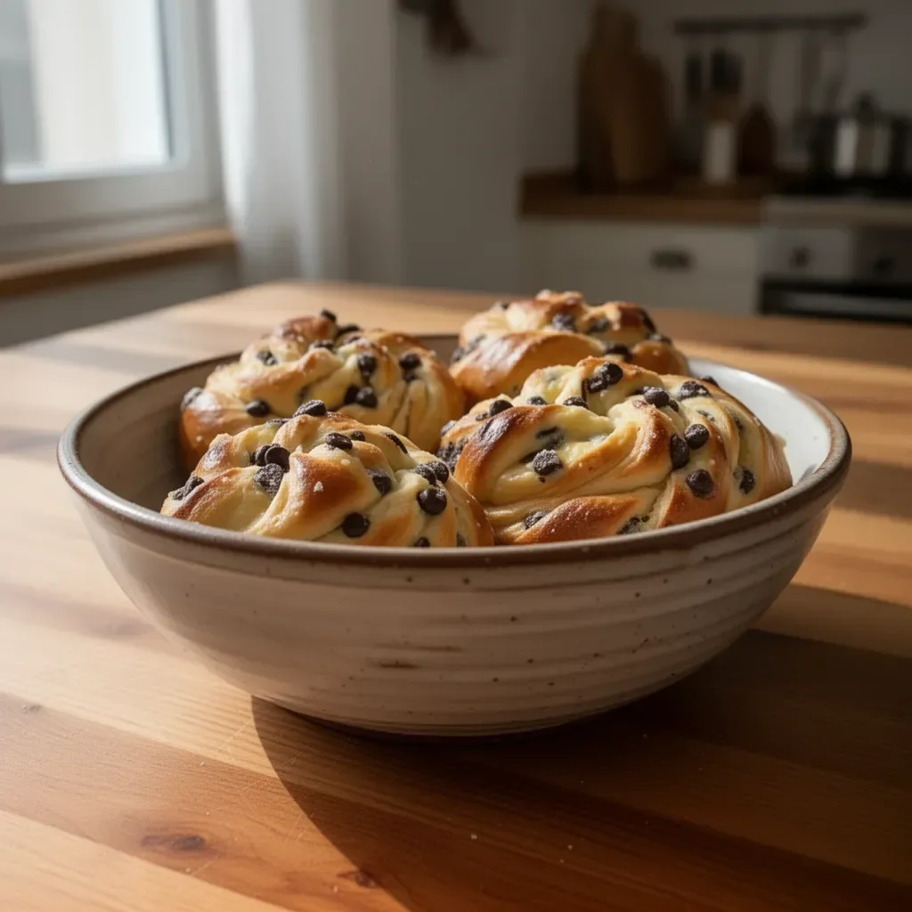 Brioche Ricce con Crema Vaniglia e Gocce di Cioccolato