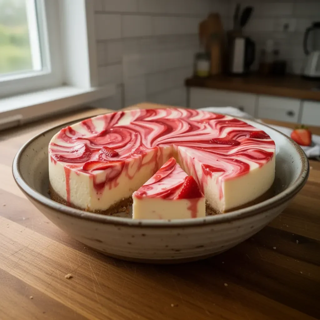 Cheesecake alla Fragola Turbina con fragole fresche e crema