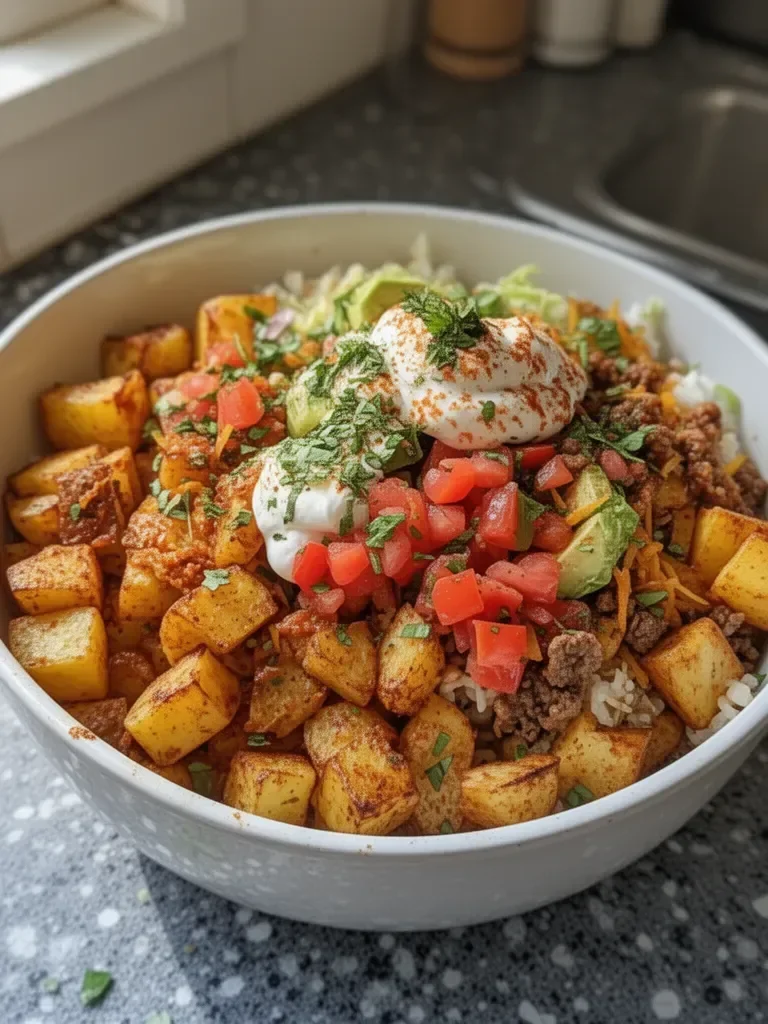 Ciotola di tacos con patate veloci