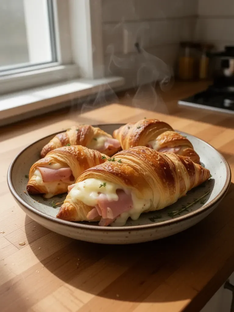 Cornetti con prosciutto e formaggio nella friggitrice ad aria