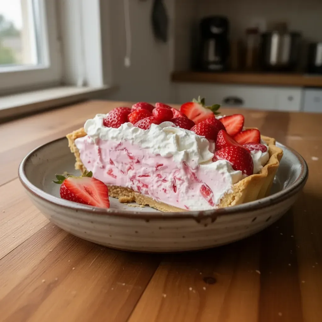 Crostata con crema di formaggio e fragole, un dolce fresco e invitante.