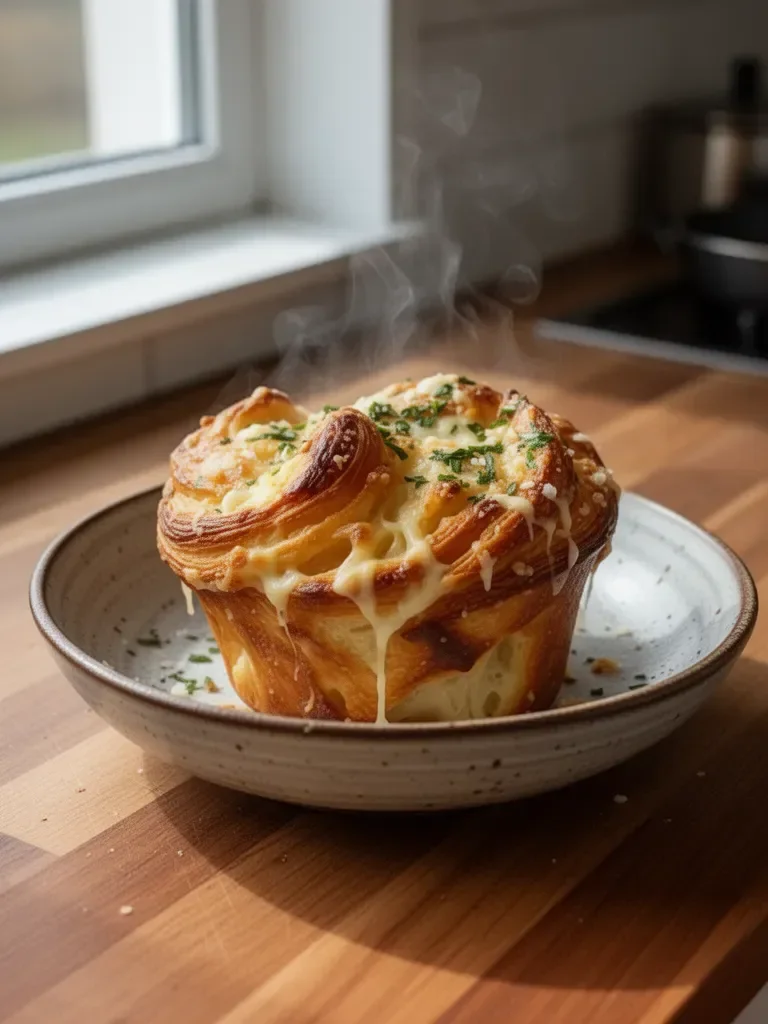 Cruffins al formaggio e all'aglio