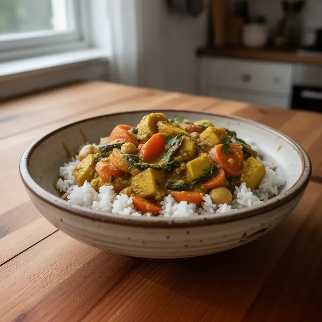 Curry di Verdure colorato e saporito in ciotola