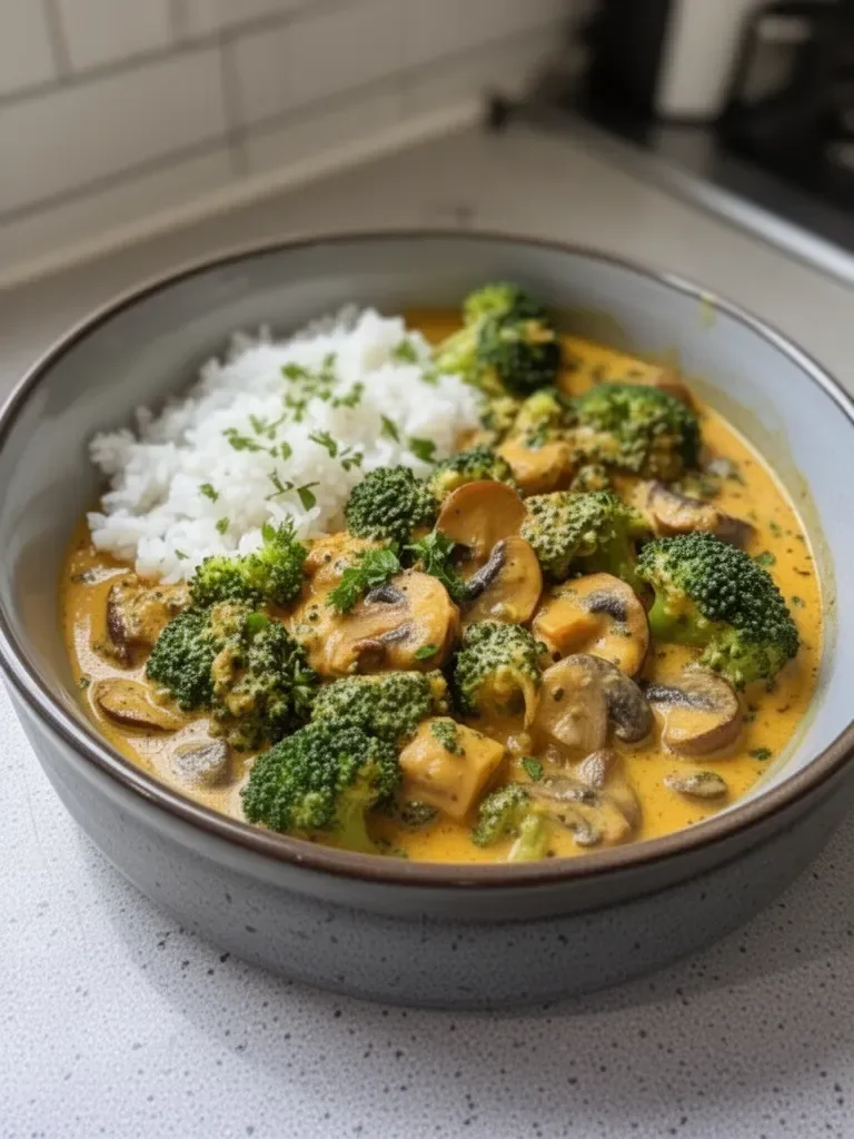 Curry Vegetariano con Broccoli, Ceci e Funghi