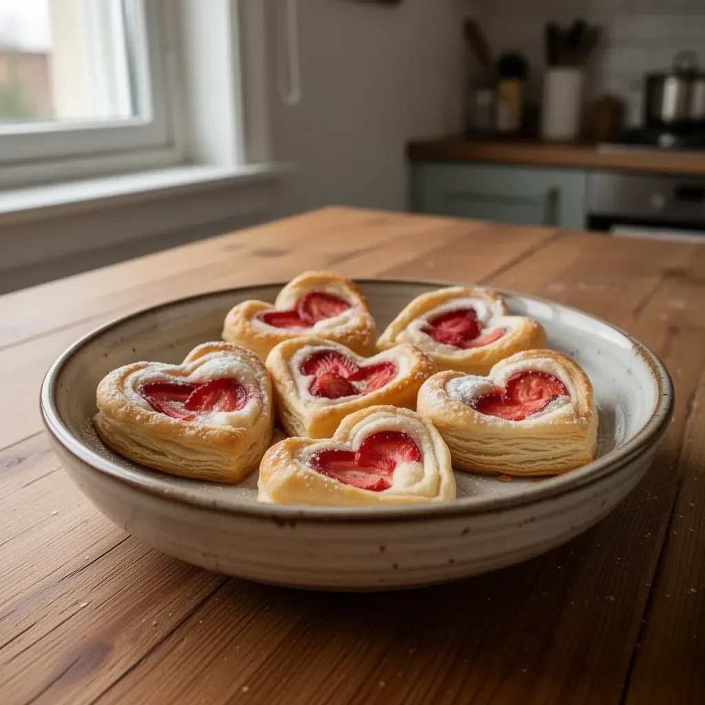 Danish in pasta sfoglia decorati per San Valentino