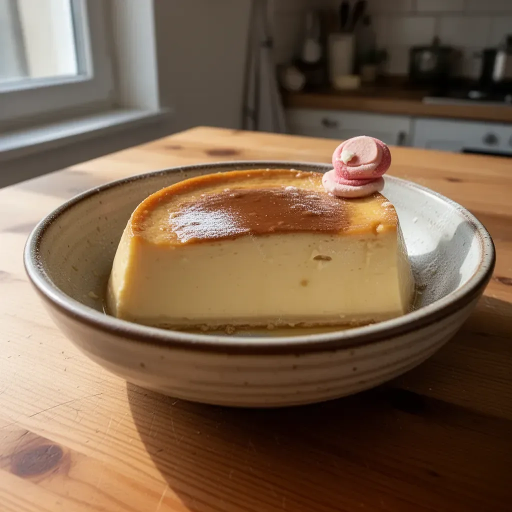 Flan Pâtissier alla Vaniglia servito su un piatto elegante.