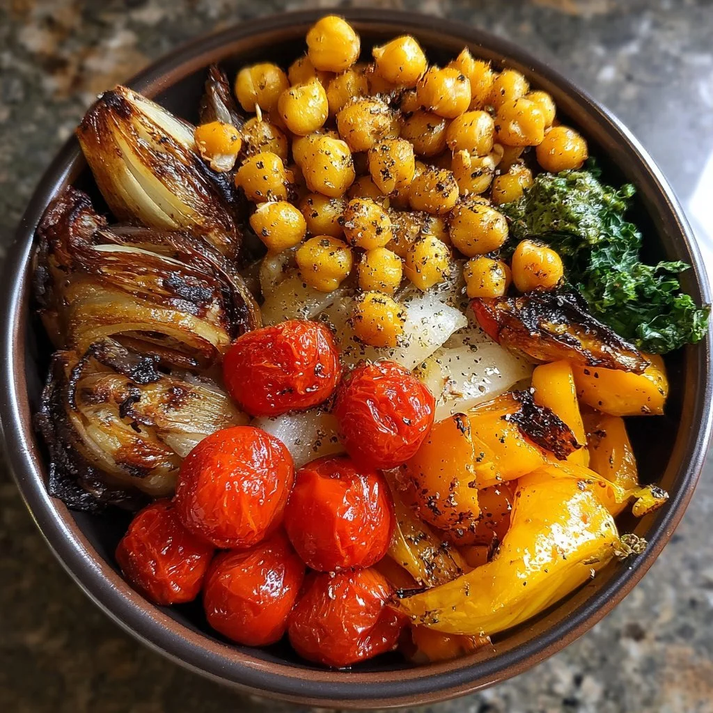 Bol Ultimo di Ceci Tostati e Verdure, piatto sano e gustoso.
