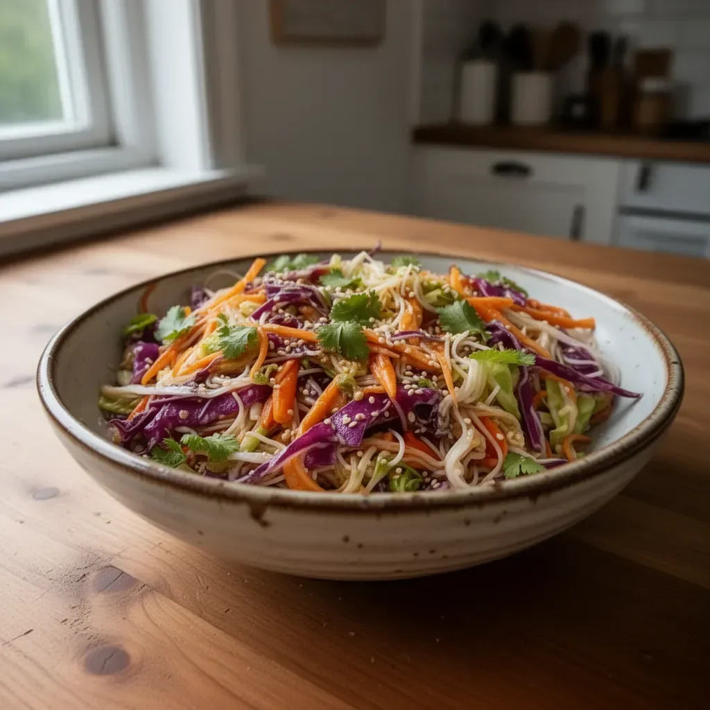 Insalata Cinese con verdure fresche e condimenti particolari.