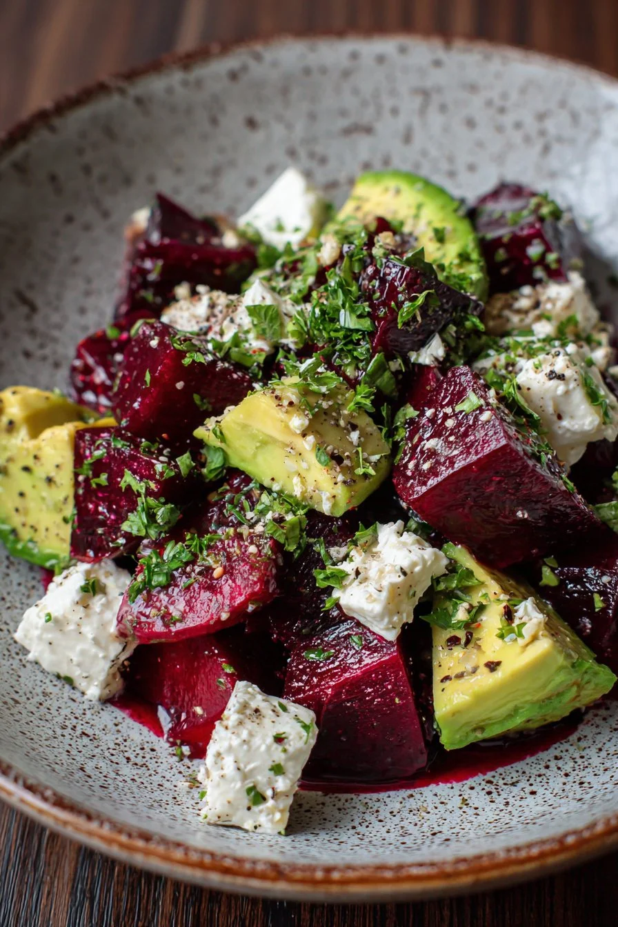 Insalata di barbabietole, avocado e feta