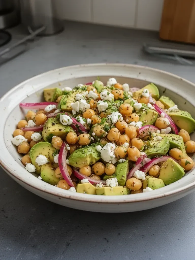 Insalata di ceci, feta e avocado