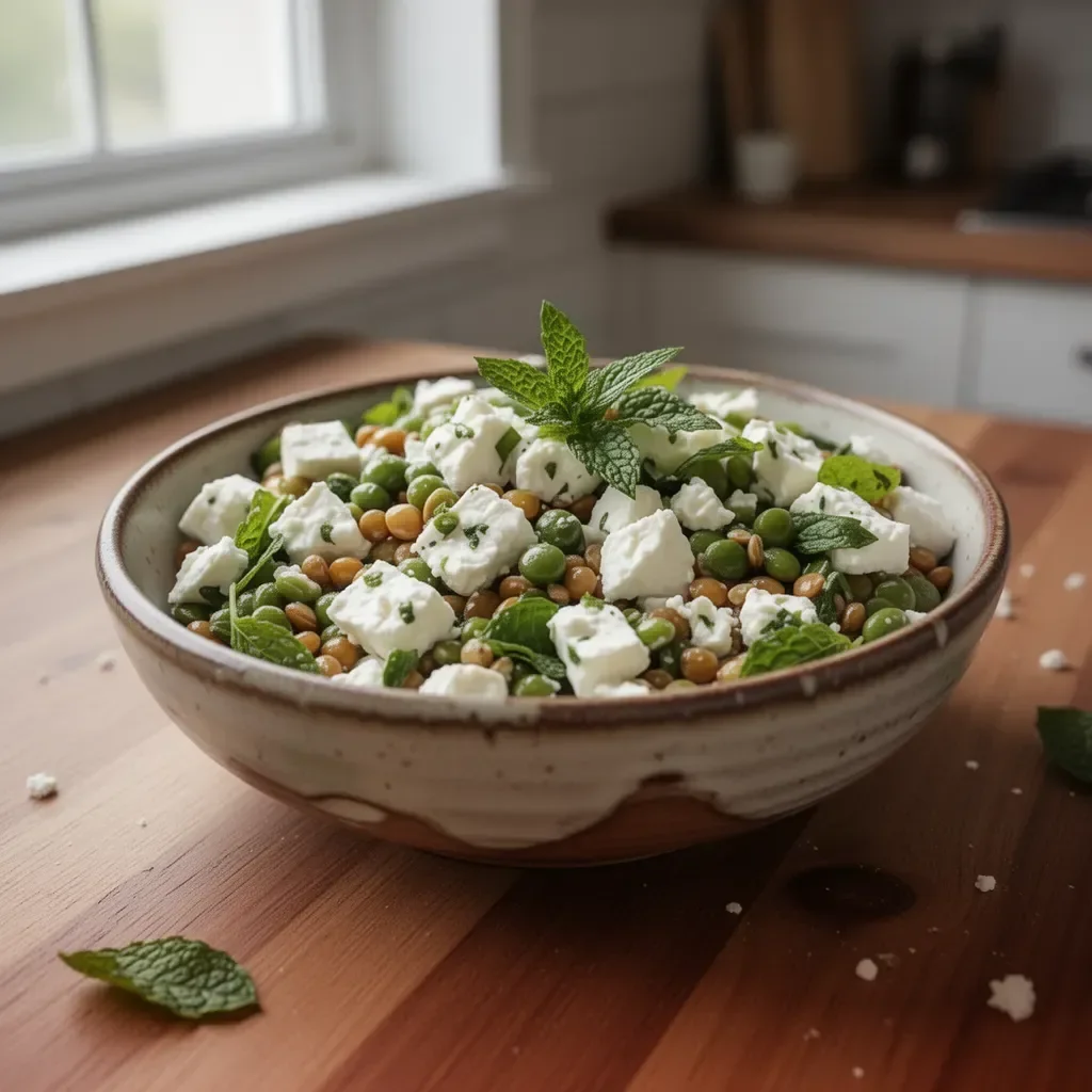 Insalata di Lenticchie con Menta e Feta fresca e colorata