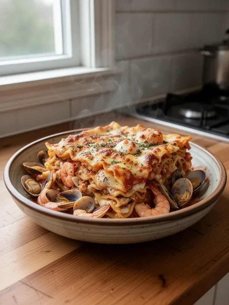 Lasagna Delizia di Frutti di Mare con Gamberetti e Granchio