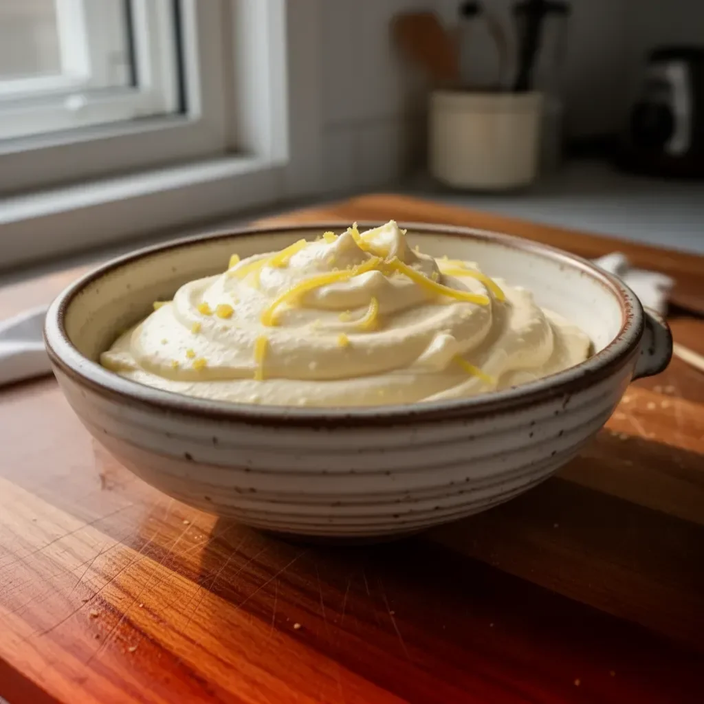 Deliziosa mousse al limone pronta da servire come dessert