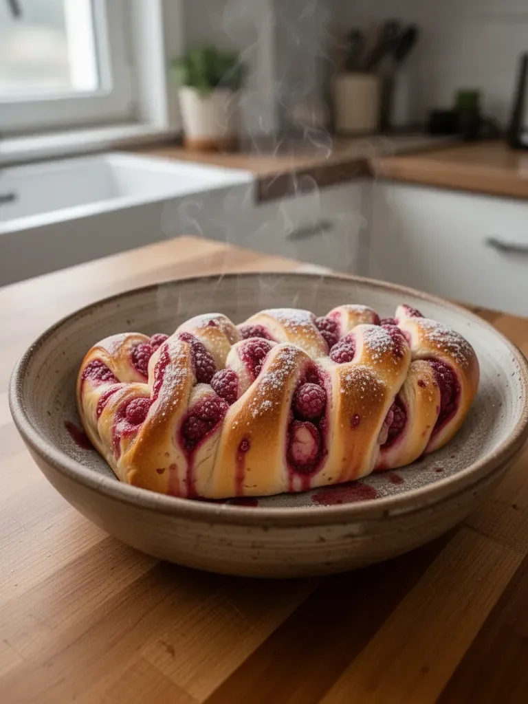 Pain brioche con lamponi