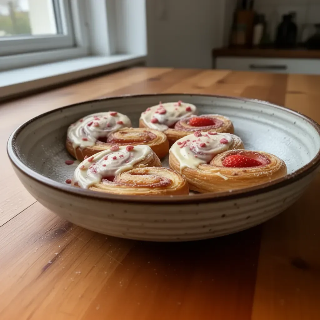 Palmiers sfogliati alla fragola e cioccolato bianco
