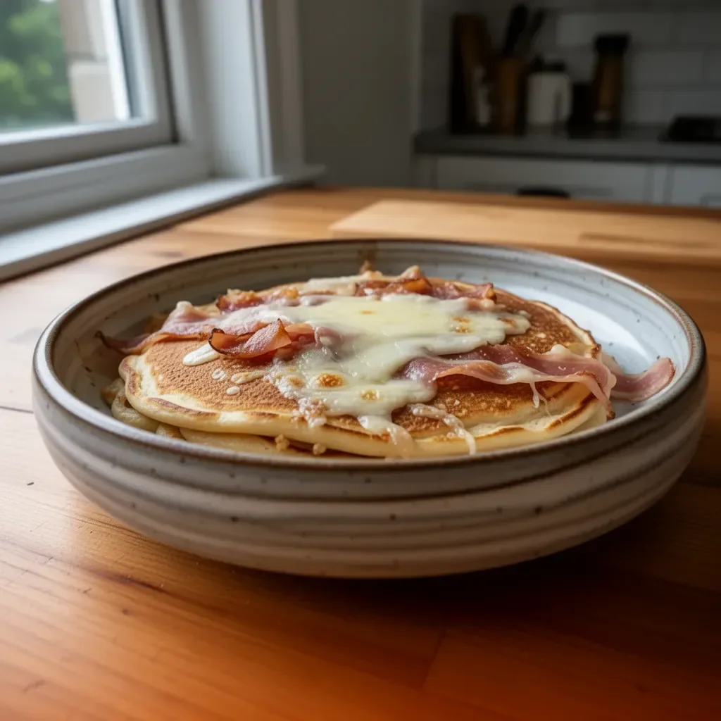 Pancake Prosciutto-Formaggio con ingredienti freschi e appetitosi