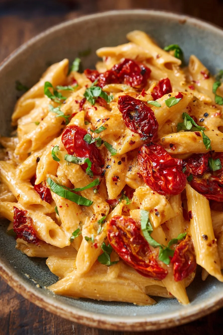 Pasta cremosa con pomodori arrosto alla toscana