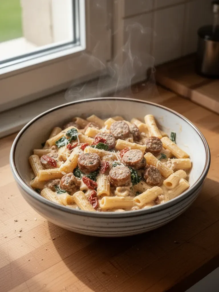 Pasta cremosa con salsicce toscane